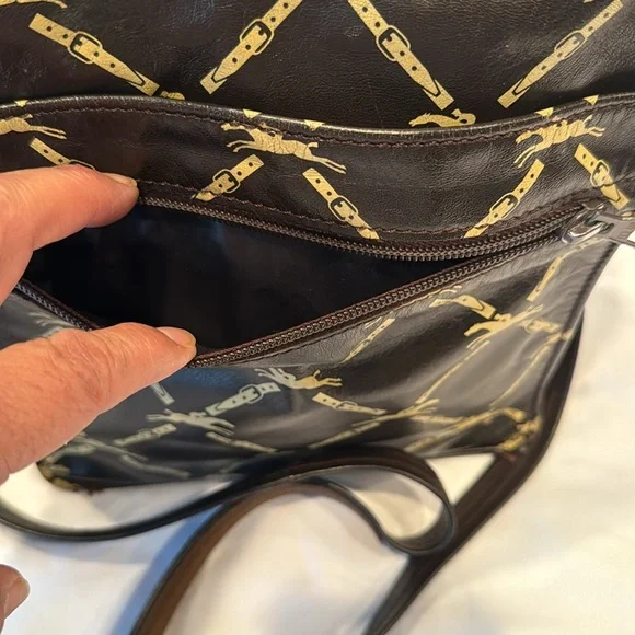 LONGCHAMP Vintage logo Brown Crossbody/ shoulder bag, Camera bag, 2outer pockets - Picture 3 of 16